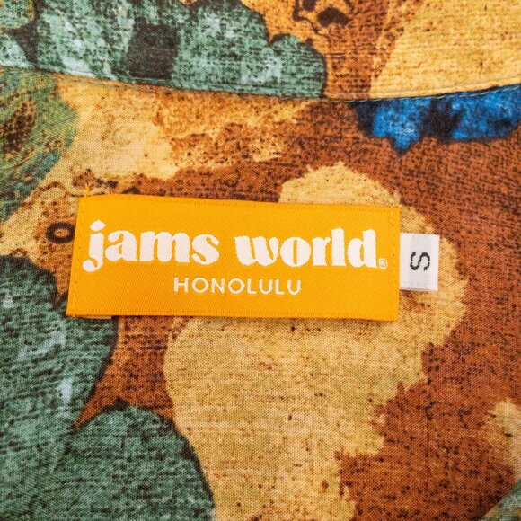 Jams World Honolulu Floral Button Shirt Small Rayon Aloha Resort Travel Top - Picture 3 of 4